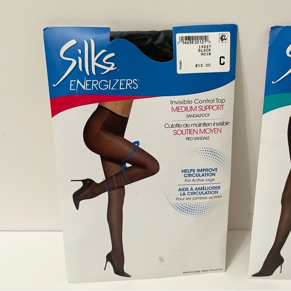 Energizers Black Control Top Hosiery Firm And Medium Support Pantyhose Size C - Picture 3 of 10